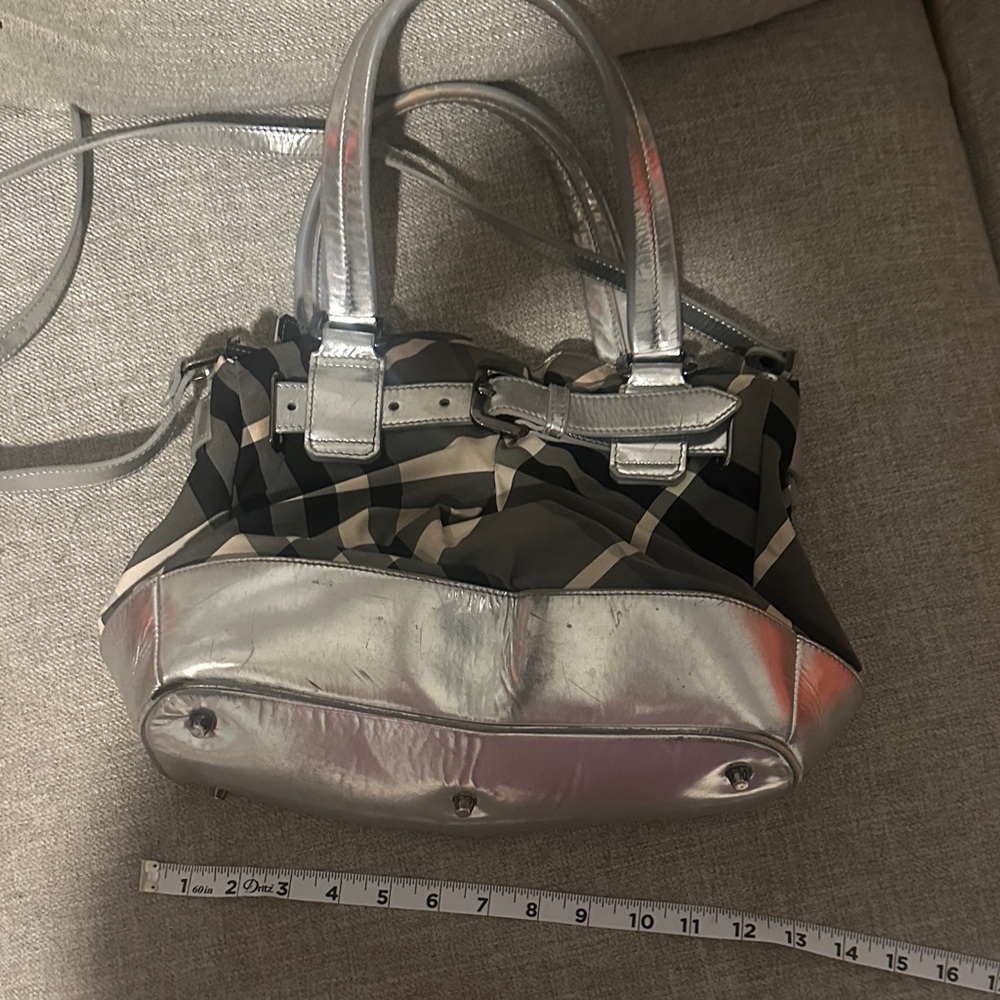 Burberry Black and Gray Checkered Shoulder Bag